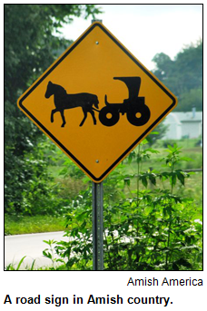 A road sign in Amish country. Image courtesy Amish America.