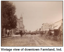 Vintage view of downtown Farmland, Ind.