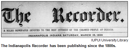Indianapolis Recorder masthead, 1899.
