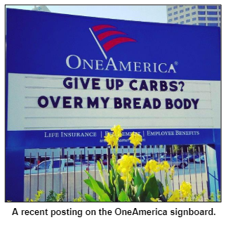 A recent posting on the OneAmerica signboard.