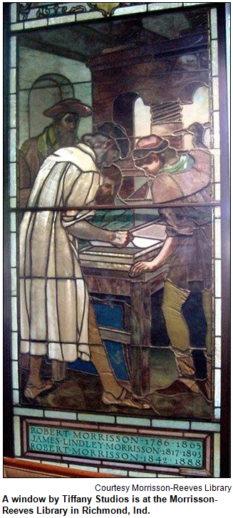 A window by Tiffany Studios is at the Morrisson-Reeves Library in Richmond, Ind. Image courtesy Morrisson-Reeves Library.