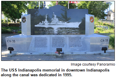 The USS Indianapolis memorial in downtown Indianapolis along the canal was dedicated in 1995.