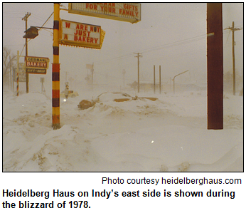 Heidelberg Haus on Indy's east side is shown during the blizzard of f1978. Photo courtesy heidelberghaus.com.